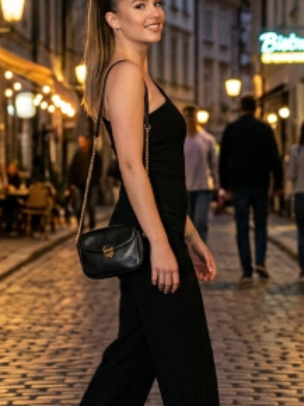 NWT PrettyLittleThing Black Ponte Open Back Wide Leg Jumpsuit Size 8